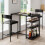 Crevyteg Compact 3-Piece Breakfast Bar Set for Small Spaces - Includes Storage Shelf Table & 2 High-Back PU Leather Stools 5