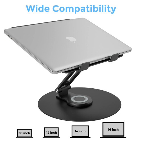 Swivel Laptop Stand for Desk, Adjustable Height Aluminum Computer Stand with 360 Rotating Base, Foldable Ergonomic Riser 2