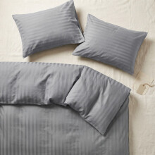 (Double, Grey) Imperial Rooms Stripe Duvet Cover Bedding Set | Premium Quilt Cover with Pillowcases