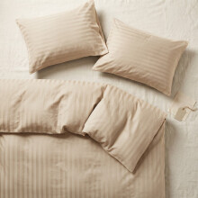 (Single, Beige) Imperial Rooms Stripe Duvet Cover Bedding Set | Premium Quilt Cover with Pillowcases