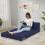 MeMoreCool Folding Mattress Single, Corduroy Fold Out Sofa Bed, Grey 3