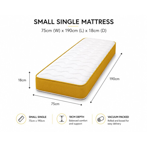 eXtreme comfort ltd Cooltouch Colours Yellow Small Single Mattress 2