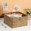 IGNPION Seagrass Storage Basket with Lid Woven Wicker Desktop Basket Rectangular Bathroom Storage Organiser Box 4