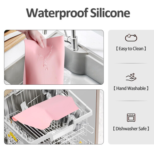 Silicone Dressing Table Mat Protector for Makeup, 40x30cm, Sakura Pink 2