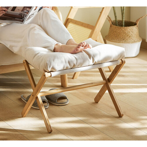 bimiti Foot Stool Bamboo Folding Foot Rest Foldable Ottoman Seat 2