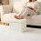 PINPLUS Linen Storage Ottoman Box, Foldable Footstool, Cream White 2