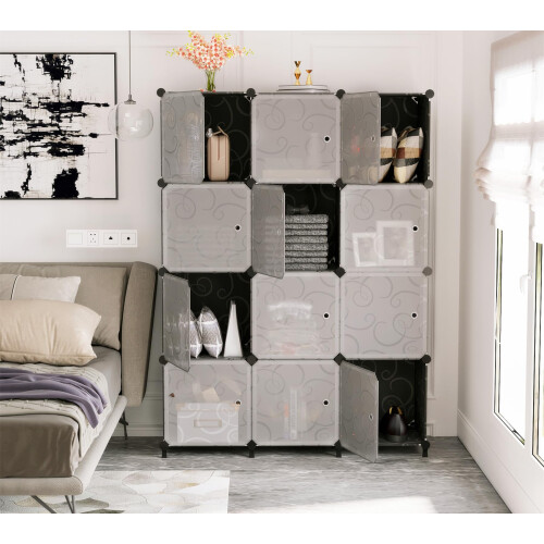 AWTATOS 12 Cube Storage Organizer with Doors,Black 1