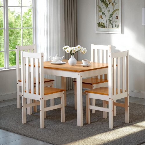 Seconique Seconique Ludlow 1+4 Dining Set in White/Oak Effect 2