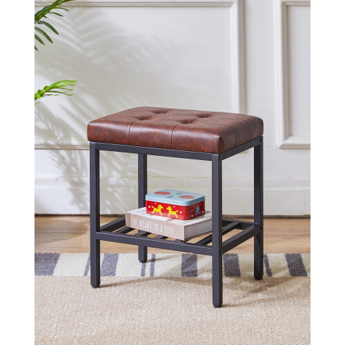 IBUYKE Rectangular Makeup Stool, PU Seat Vanity Chair, Dark Brown WBD017Z 1