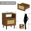 Bedside Table, Boho Farmhouse Walnut Rattan Nightstand with Drawers 3