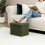 PINPLUS Folding Storage Box Ottoman, Linen Small Footstool, Olive Green 2