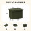 PINPLUS Folding Storage Box Ottoman, Linen Small Footstool, Olive Green 3