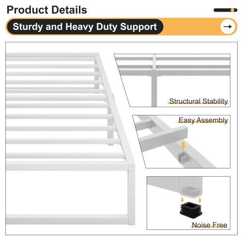 Yicensen Single Bed Frame 90x190 cm, Easy Assembly, Noise Free, White 2