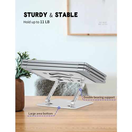Tobeoneer Aluminum Adjustable Laptop Stand for Desk,Foldable, 10-16" 2
