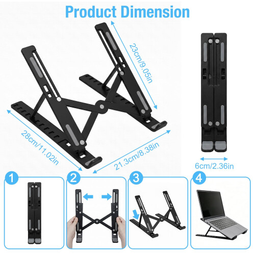 Marte Vanci Laptop Stand for Desk, Portable Computer Riser with 10 Adjustable Levels 1