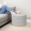 PINPLUS Round Chenille Storage Ottoman, Tray Top, 58x58x44 cm, Silver Grey 2