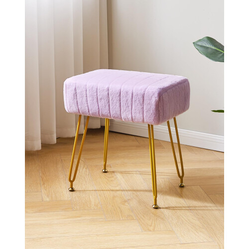 IBUYKE Makeup Vanity Stool, Velvet Rectangular Footrest, Purple L/G-51V 1