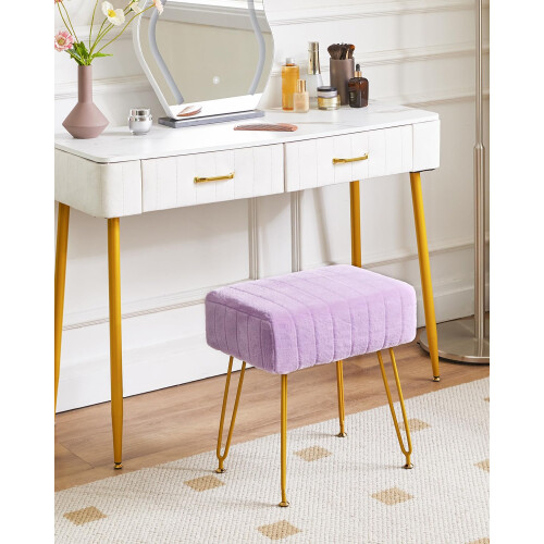 IBUYKE Makeup Vanity Stool, Velvet Rectangular Footrest, Purple L/G-51V 2