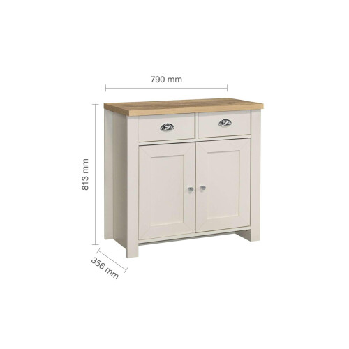 Birlea Birlea Highgate 2 Door 2 Drawer Sideboard Cream & Oak Effect 1