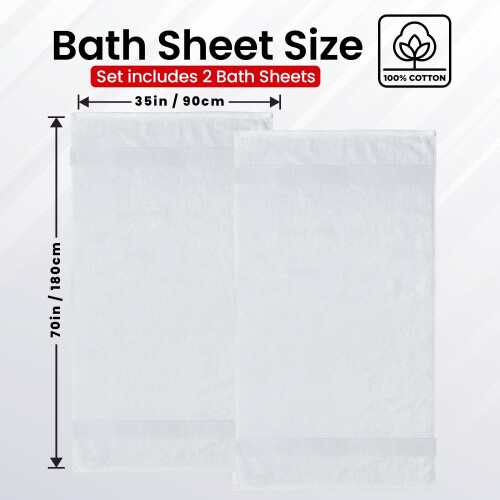 Infinitee Xclusives Bath Sheets Extra Large - 2 Pack, 600 GSM - 90 x 180 cm 2