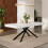 (White Marble, MDF) Metal Cross-Leg Extendable Dining Table 1