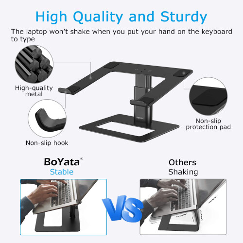 BoYata Laptop Stand, Height Adjustable Laptop Riser for 11-17" Laptops 2