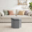 PINPLUS Hexagonal Storage Ottoman, Velvet Foldable Footstool, Grey 2