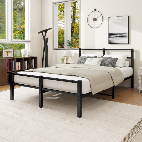 MOFLUT 4ft6 Double Bed Frame with Headboard, Metal Slats Support Platform Bed Frames Double Bed with Storage Under Bed 1