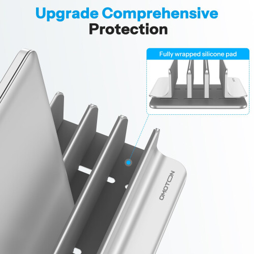 OMOTON Vertical Laptop Stand, Aluminium, Adjustable Dock Size, 3-Slot 2