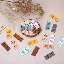100PCS PU Leather Label Handmade Tag Label Faux Leather Label Embossed Tag Embellishment Knit DIY Accessories