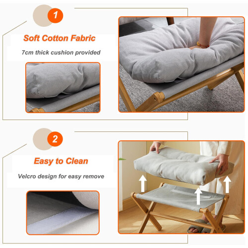 bimiti Foot Stool Bamboo Folding Foot Rest Foldable Ottoman Seat 2