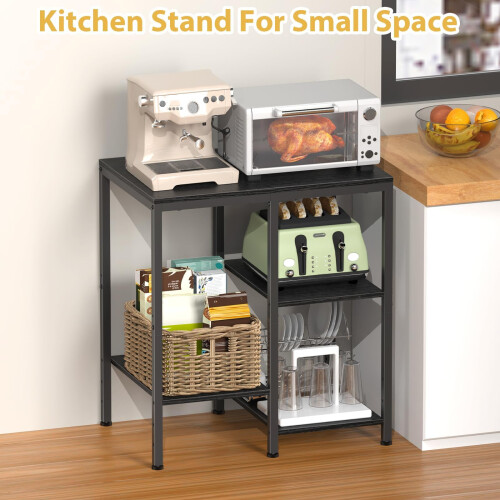 OGEMXU Kitchen Microwave Stand,4-Tier Adjustable Microwave Cart,Black 1