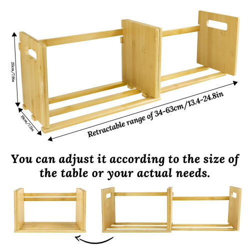 SHILIPAIJC Expandable Desktop Bookshelf, Small Countertop Bookcase 1