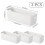 Fizleca 3 Pcs White Storage Baskets, Stackable Plastic Bathroom Organiser Boxes with Handles for Kitchen 2