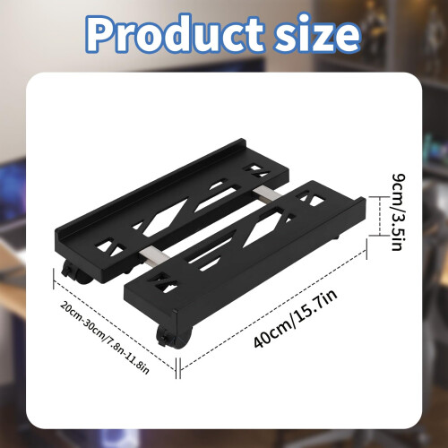 Eidoct Adjustable Under Desk Computer Tower Holder Mobile Pc Stand with 4 Wheels Fits Most PC (Multi-hole) 1