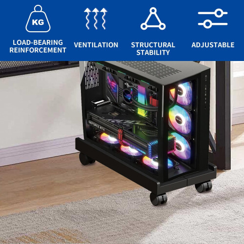 Eidoct Adjustable Under Desk Computer Tower Holder Mobile Pc Stand with 4 Wheels Fits Most PC (Multi-hole) 2