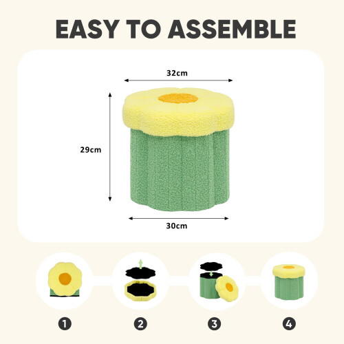 PINPLUS Small Folding Storage Ottoman with Lid, 32x32x29 cm, Green 2