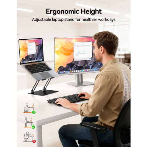 TeckNet TECKNET Laptop Stand for Desk, Ergonomic Foldable Laptop Riser, Black 1