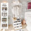 VOWNER Hall Tree Entryway Coat Rack 3-Drawer Bench White Hanging Rod 3