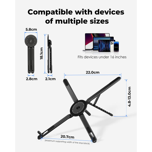 Viozon Portable Laptop Stand for Desk, Foldable Adjustable Computer Riser with Magnetic Phone Holder 2