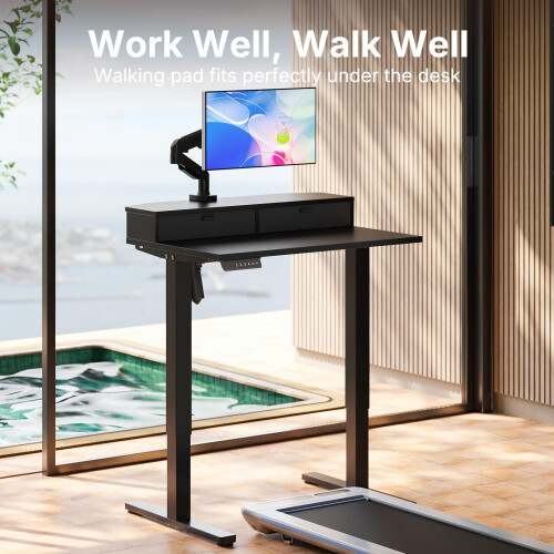 HUANUO Standing Desk with Drawers, 80x53cm, Black 1