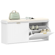 Elegant Ten Shoe Bench, with Top Seat - White