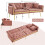 (Pink, Velvet) 2-Seater Sofa Bed with Adjustable Backrest 2