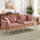 (Pink, Velvet) 2-Seater Sofa Bed with Adjustable Backrest 5