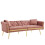 (Pink, Velvet) 2-Seater Sofa Bed with Adjustable Backrest 13