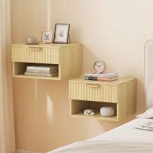 HOMCOM Floating Nightstands Set of 2, Wall Mounted Bedside Tables, Oak