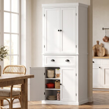 HOMCOM Tall Kitchen Cupboard, 183cm Freestanding Storage Cabinet with Drawer