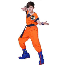 (Costume, Adult 160-M) Son Goku Costume for Adults and Kids, Anime Cosplay Uniform with Wig for Halloween and Parties