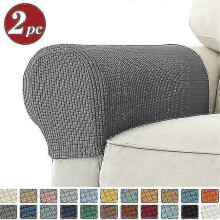 (Deep gray) 2 Pcs Stretch Armrest Covers Spandex Jacquard Arm Covers Soft And Elastic Protector For Chairs Couch Sofa Armchair