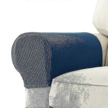 (sapphire) 2 Pcs Stretch Armrest Covers Spandex Jacquard Arm Covers Soft And Elastic Protector For Chairs Couch Sofa Armchair